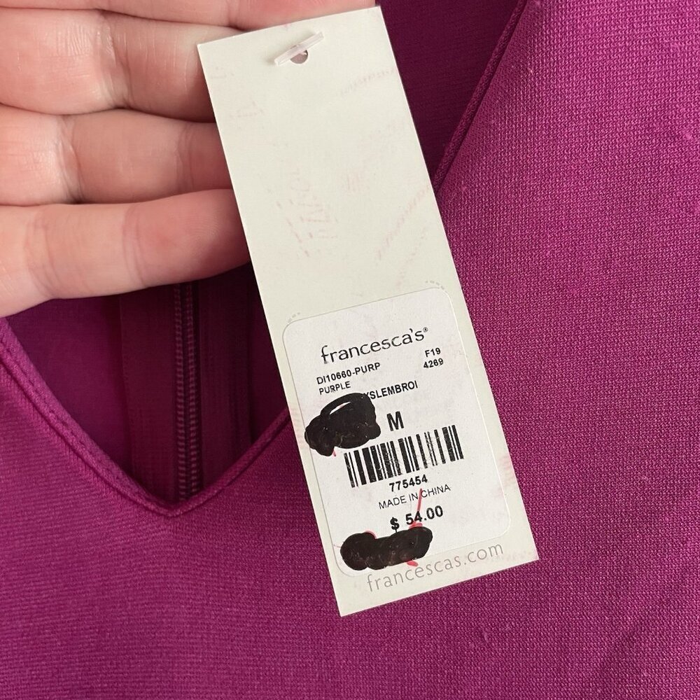 Mi Ami Francescas Womn M Magenta Embroidered Sleeveless Desirae Skater Dress NWT - Picture 8 of 12